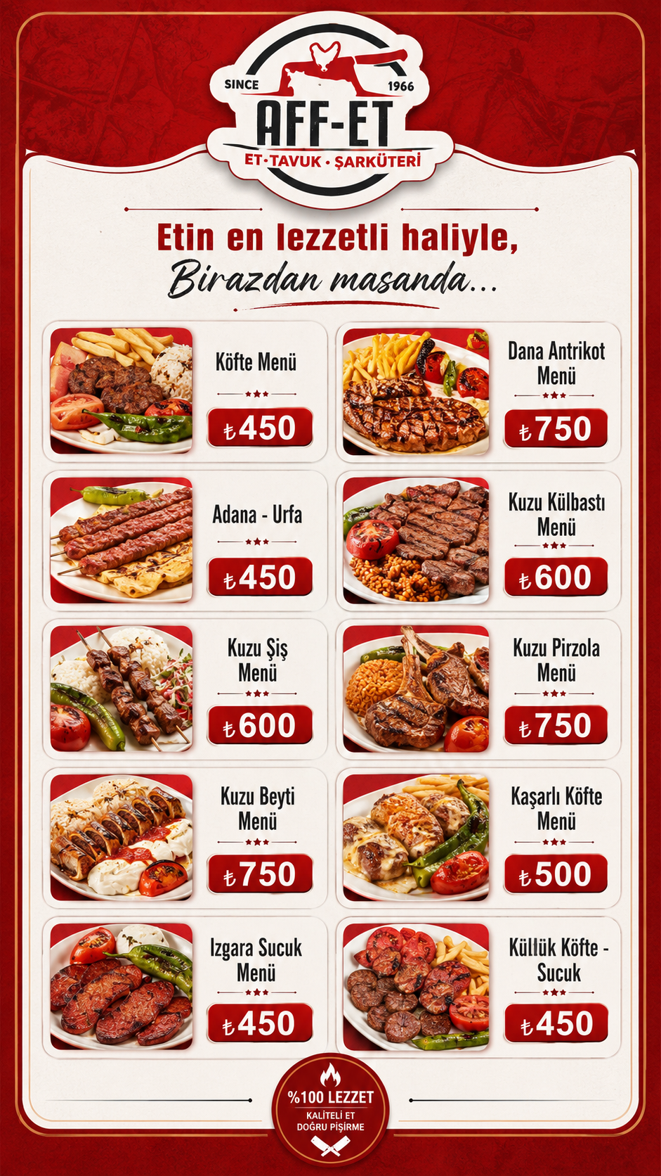Güncel Menü ve Ürün Listesi - Aff-Et Kasap Izgara toptan ürün